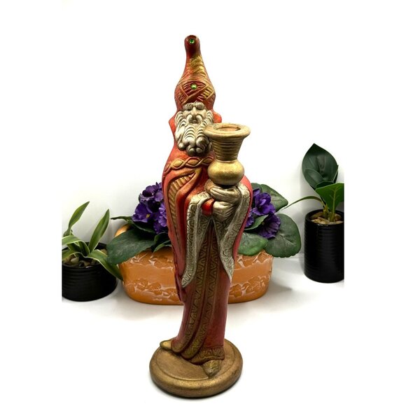 Hand-Painted Wiseman Candle Holder With Gold Accents - Picture 6 of 8